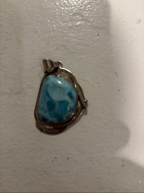 Blue Larimar Sterling-Style Pendant Necklace